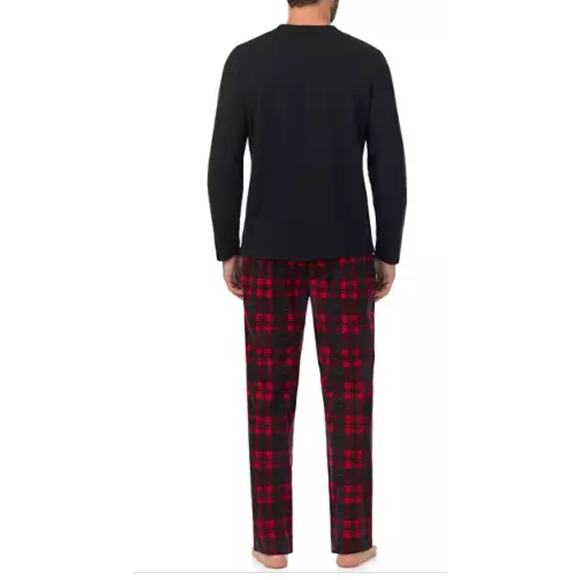 Cuddl Duds Men's Cozy Lodge Sleep Pajama Set Black & Red NEW Small - Picture 2 of 3